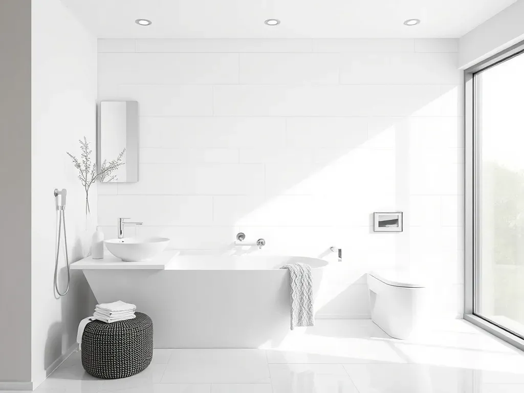 nowoczena łazienka z białymi płytkami