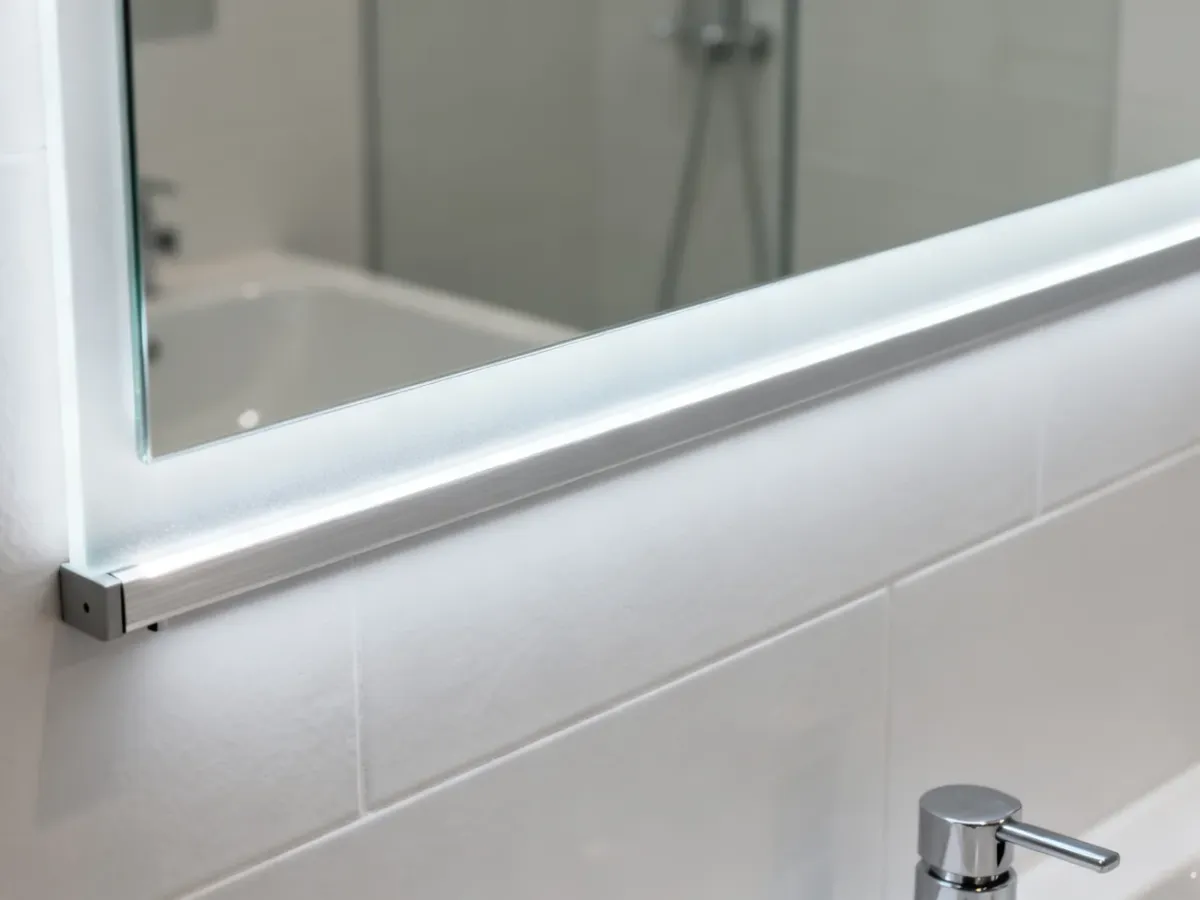Lustro łazienkowe z równomiernym podświetleniem LED w profilu aluminiowym